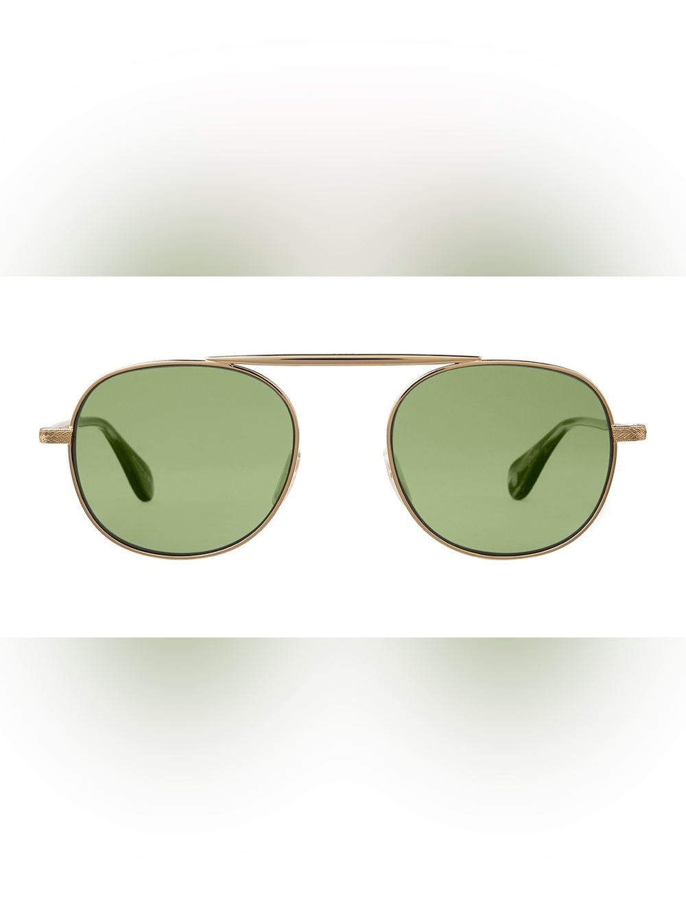 Garrett Leight Gold Frame Sunglasses with Green Lenses